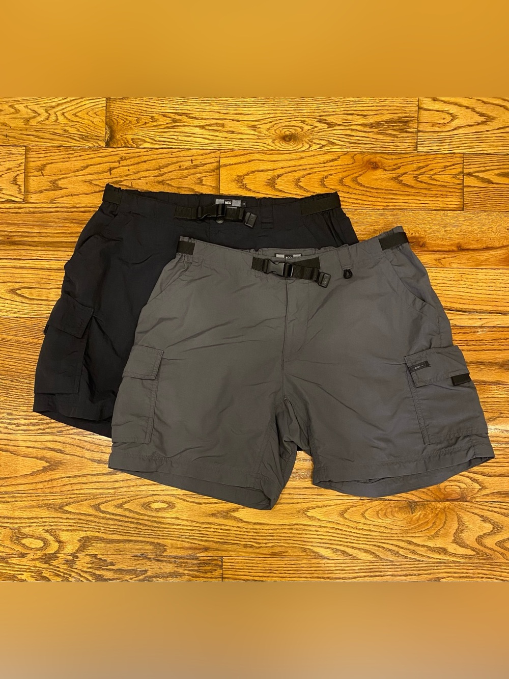 REI Co-op Bundle Sahara Hiking Nylon Cargo Shorts - Black & Gray Sizes 14 & 14P